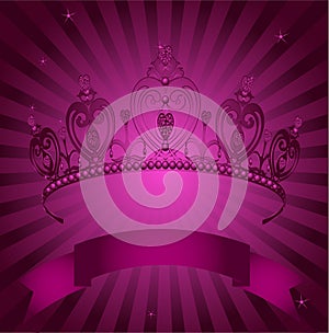 Princess Crown on radial grange background