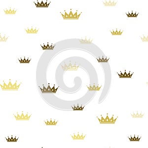 Princess Crown. Seamless repeating pattern. Diadem princess isolated on white background. V