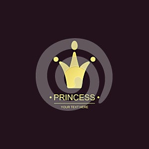 Princess crown vector symbol gold style