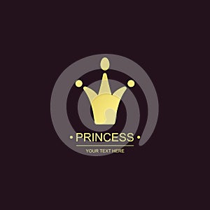princess crown vector symbol gold style