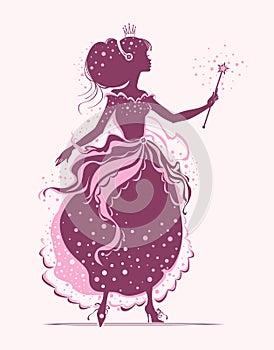 Princess. Fairy with magic wand.