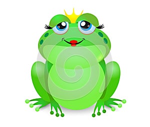 Princess frog with a crown hand drawn vector illustration