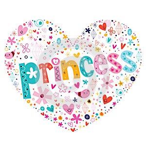 Princess heart shaped typography lettering design