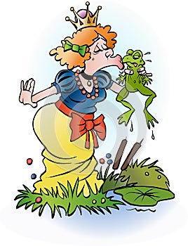 A princess kissing a frog
