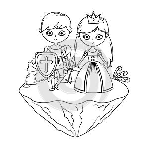 Princess and knight of fairytale design