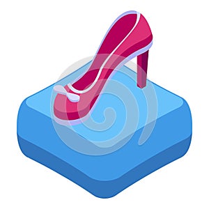 Princess pin shoe icon isometric vector. Fairy tale