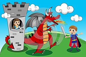 Princess Prince Dragon Tower Duel Kids Tale