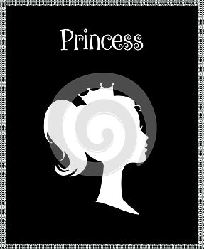 Princess or Queen Profile Silhouette with Crown