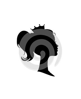 Princess or Queen Profile Silhouette with Crown