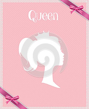 Princess or Queen Profile Silhouette with Crown