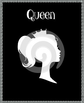 Princess or Queen Profile Silhouette with Crown