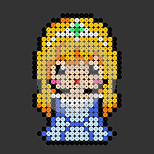 A princess's dot pattern. Vector illustration of pixel art