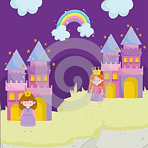 princess tale cartoon princesses character castles rainbow