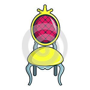 Princess throne icon, cartoon style