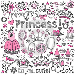 Princess Tiara Royalty Sketchy Doodles Vector Set