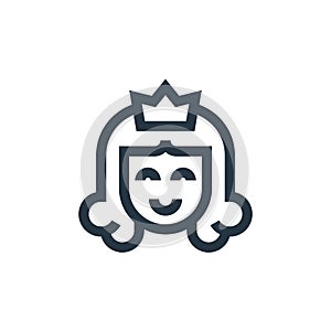 princess vector icon isolated on white background. Outline, thin line princess icon for website design and mobile, app development