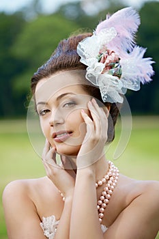 Princess in an vintage dress in nature