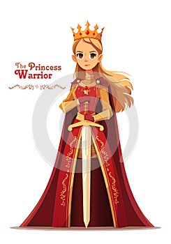 The Princess Warrior, cartoon vector illustration for children\'s book