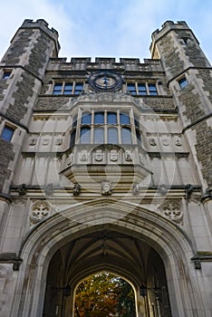 PRINCETON, USA - NOVENBER 12, 2019: University building and architectural design elements on the walls at Princeton University