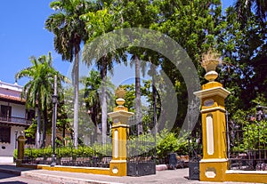 Principal entrance to the Bolivar square of Cartagena de Indias in a sunny day at the morning photo