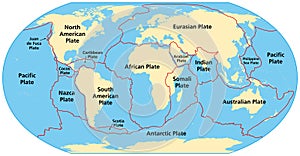 Map of the principal tectonic plates, 16 major pieces of the Earth photo