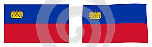 Principality of Liechtenstein flag. Simple and slightly waving v
