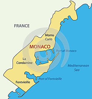 Principality of Monaco - map of country - vector photo