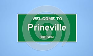 Prineville, Oregon city limit sign. Town sign from the USA.