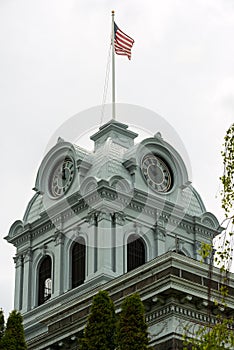 The Clock Tower Atop the Crook County Courthouse in Prineville, Oregon, USA