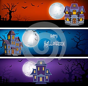 Three set of Halloween Banners