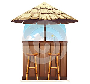 Beach Bar Thatch. Vintage Lounge Cafe Isolated