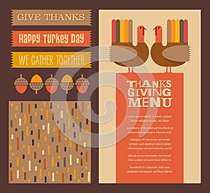 Thanksgiving and Autumn design elements with coordinating background pattern. photo