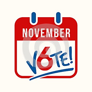 Calendar page reminder to vote in the US midterm election on November 6th photo