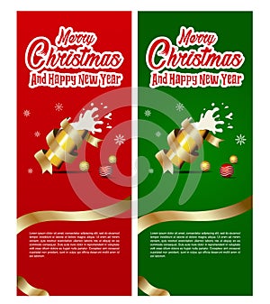 Sets of Christmas party banner with beer in glass