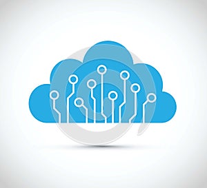 Abstract cloud computer chip icon