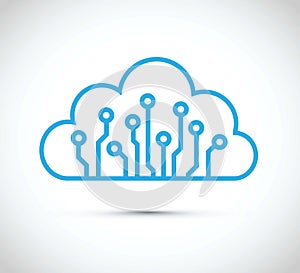 Abstract cloud computer chip icon