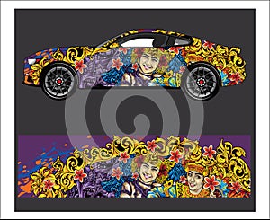 Truck,car And Vehicle abstract racing graphic kit background for wrap and vinyl sticker photo