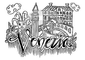 Hand Drawn Symbols Of Venezia