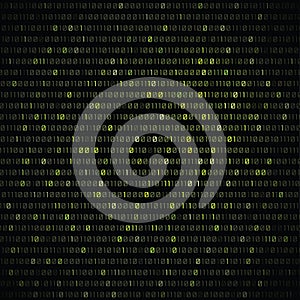 Vector green binary code on dark background. - Illustration