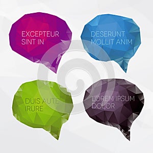 Set of vector abstract polygon speech bubbles. - Vector