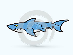 Shark swim cartoon graphic vector