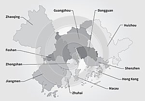 China Greater Bay Area Map in gray photo