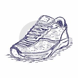Hand drawn sneakers on white background. Run Concept. Vector illustration