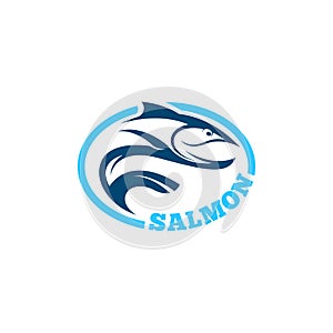 Salmon logo template. Fish logo vector. Fresh fish logo concept. Animal logo photo