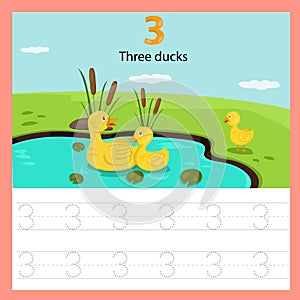 Illustrator of worksheet three ducks