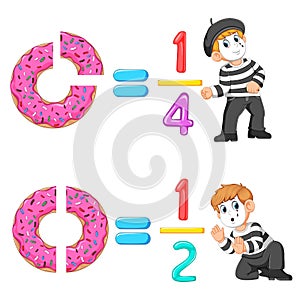 The distribution of the doughnut and jelly number with the good pantomime photo