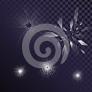 Cracked glass fragments