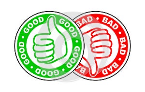 Good and bad thumbs up and down icon