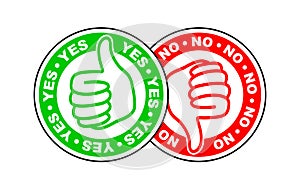 Yes and no thumbs up and down icon