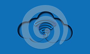 Blue Coud WiFi Icon on Blue Background